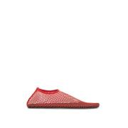 Christopher Esber Mesh Ballet Flats med Square Toe Red, Dam