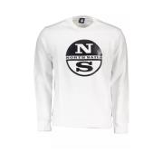 North Sails Vit Bomulls Sweatshirt fr Mn White, Herr