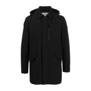 Woolrich Svart Softshell Dunjacka med Avtagbar Huva Black, Herr