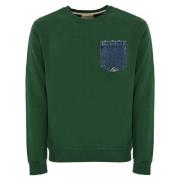 Roy Roger's Grön Bomulls Sweatshirt med Denim Ficka Green, Herr