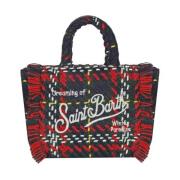 MC2 Saint Barth Tartan Mini Vanity Väska med Fransar Multicolor, Dam