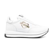 Love Moschino Vita platta skor med metalllogo White, Dam