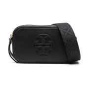 Tory Burch Svart Läder Axelväska med Dubbel Dragkedja Black, Dam