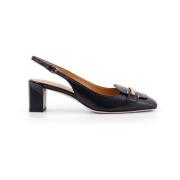 Tod's Metall Detalj Läder Slingback Klackar Black, Dam