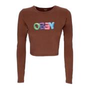 Obey Bubble Cropped Långärmad Tee Brown, Dam