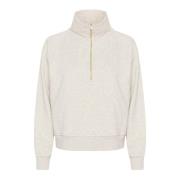 Part Two French Oak Melange Sweatshirt med Dragkedja Beige, Dam