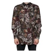 Dolce & Gabbana Blommig Slim Fit Skjorta Multifärgad Multicolor, Herr