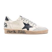 Golden Goose Läder Snörskor Platta Gummisula White, Herr