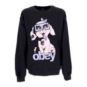 Obey Svart Crew Neck Sweatshirt Valp Black, Herr