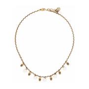 Alexander McQueen Skull Pearl Necklace Beige, Dam