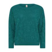 Skovhuus Strukturerad Tvåfärgad Pullover Blus Green, Dam