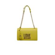 Love Moschino Gul Axelväska med Klaffstängning Yellow, Dam