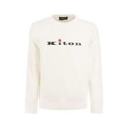 Kiton Bomulls crewneck sweatshirt med logotyp White, Herr