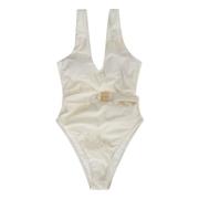 Tory Burch Miller Plunge Baddräkt White, Dam