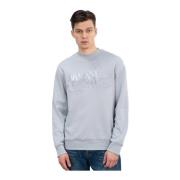 Armani Exchange Logo Relief Sweatshirt - Grå Rund Hals Gray, Herr