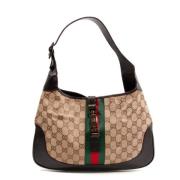 Gucci Vintage Pre-owned Canvas axelremsvskor Brown, Dam