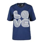 Love Moschino Bomull T-shirt med Snygg Design Blue, Dam