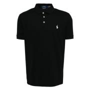 Ralph Lauren Anpassad slim fit stretch bomull mesh polo tröja Black, H...