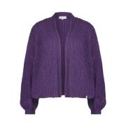 Fabienne Chapot Lila ribbstickad Harper Cardigan Purple, Dam