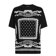 Dolce & Gabbana Bandana Print Svart T-shirt Polos Black, Herr