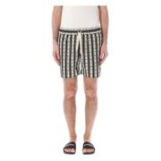 Palm Angels Svart/Vit Randig Shorts Multicolor, Herr