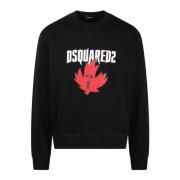 Dsquared2 Horror Maple Leaf Grafisk Sweatshirt Black, Herr