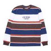 Guess Randig långärmad rundhalsad T-shirt Multicolor, Herr