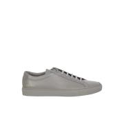 Common Projects Guld Logo Kobolt Grå Läder Sneakers Gray, Herr