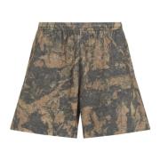 Acne Studios Torrt Lera Brun Camo Bermuda Shorts Brown, Herr