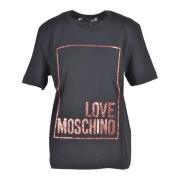 Love Moschino Bomull T-shirt med Stiligt Design Black, Dam