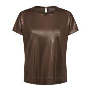 MOS Mosh Metallisk Tee Top med Rund Hals Orange, Dam