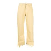 Jil Sander Elegant Guld Bomullsbyxor Yellow, Dam