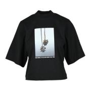 Palm Angels Bomull T-shirt med Unik Design Black, Dam