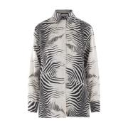 Roberto Cavalli Zebra Print Sidenskjorta Black, Dam