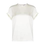 Brunello Cucinelli Blus, Girocollo M/C White, Dam