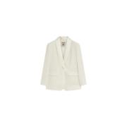 Semicouture Kräm Ull Blazer Jacka Beige, Dam