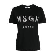 Msgm Bomull T-shirt Black, Dam