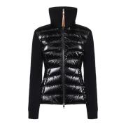 Moncler Svart Quiltad Nylon Cardigan Black, Dam