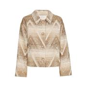 Marie Méro Kort Kräm Jacquard Vävd Jacka Beige, Dam