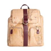 Alviero Martini 1a Classe Burgundy Geo Classic Ryggsäck Beige, Dam