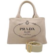 Prada Vintage Pre-owned Canvas handvskor Beige, Dam