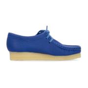 Clarks Bright Blue Leather Wallabee Livsstil Sko Blue, Dam