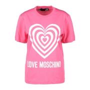 Love Moschino Bomull T-shirt med Stiligt Design Pink, Dam