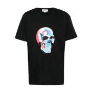 Alexander McQueen Solariserad Skull Logo T-shirt Black, Herr