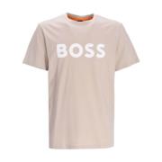 Boss Orange Bomull Jersey Logo Print T-shirt Beige, Herr