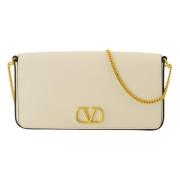 Valentino Garavani VLogo Ivory Läder Clutch Elegant Accessoar White, D...