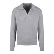 Herno Merino Wool Resort Polo Shirt Gray, Herr