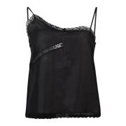 MM6 Maison Margiela Silkeskjorta med asymmetrisk urringning Black, Dam