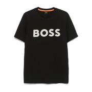 Boss Orange Svart bomullst-shirt med logotyptryck Black, Herr