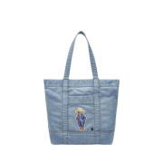 Polo Ralph Lauren Denim Polo Bear Toteväska Blue, Dam